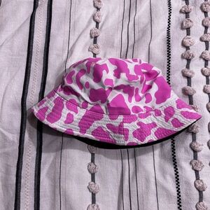 Reversible Black and Pink Cow Print Bucket Hat
